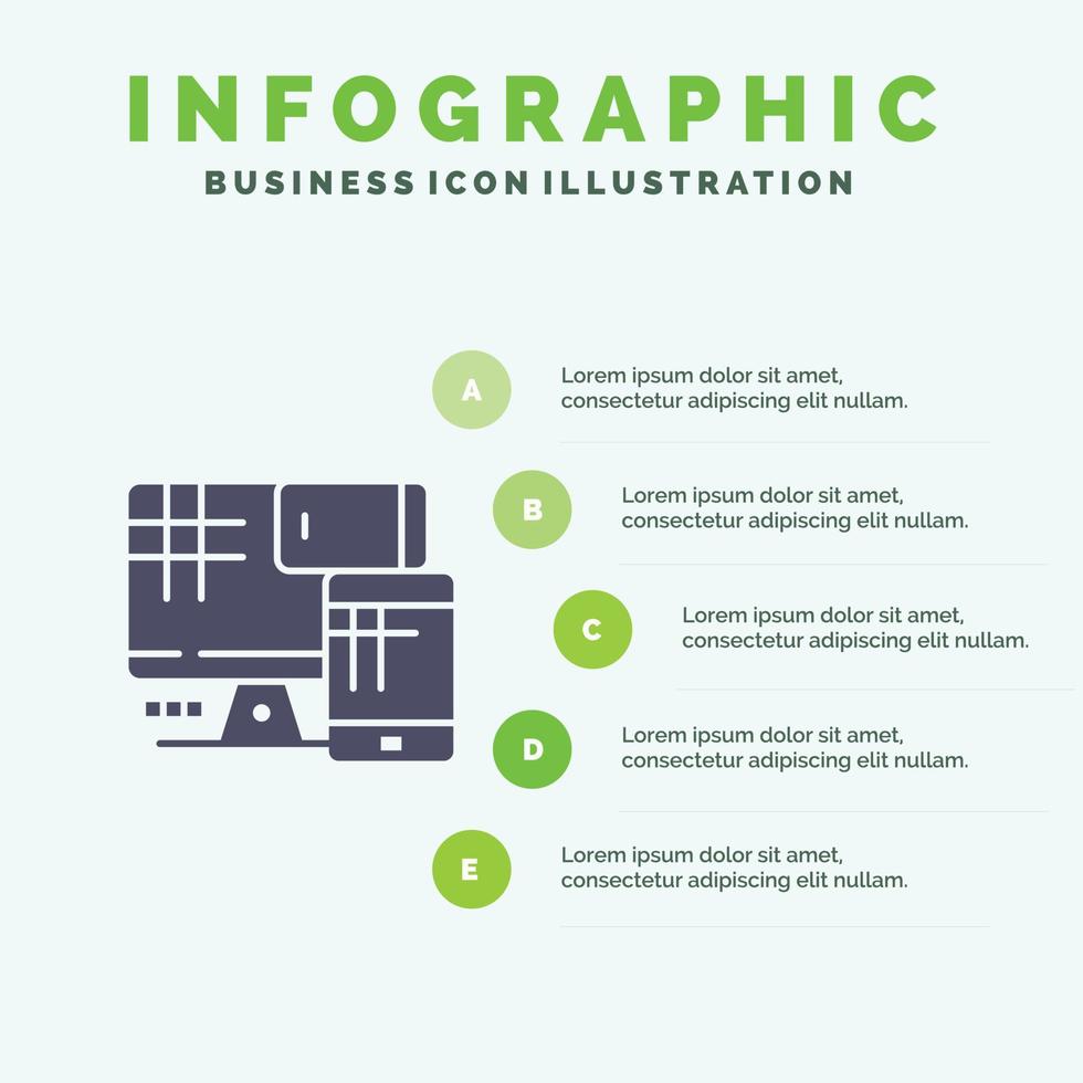 computer toezicht houden op cel onderwijs infographics presentatie sjabloon 5 stappen presentatie vector