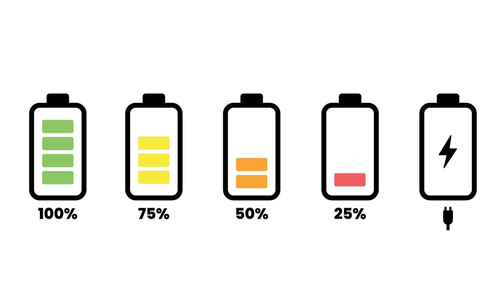 accu in rekening brengen percentage inscriptie. in rekening brengen niveau indicator. ten volle opgeladen vector