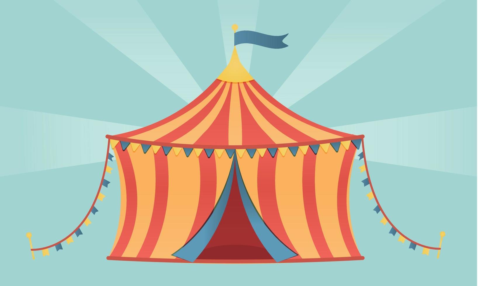 circus tent oranje, rood. Aan blauw achtergrond. vector