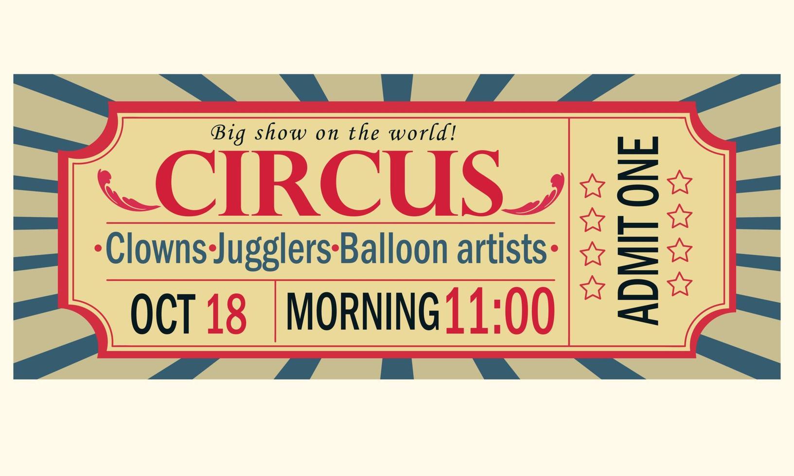 circus ticket. uitnodiging naar de circus. clowns jongleurs ballon artiesten vector