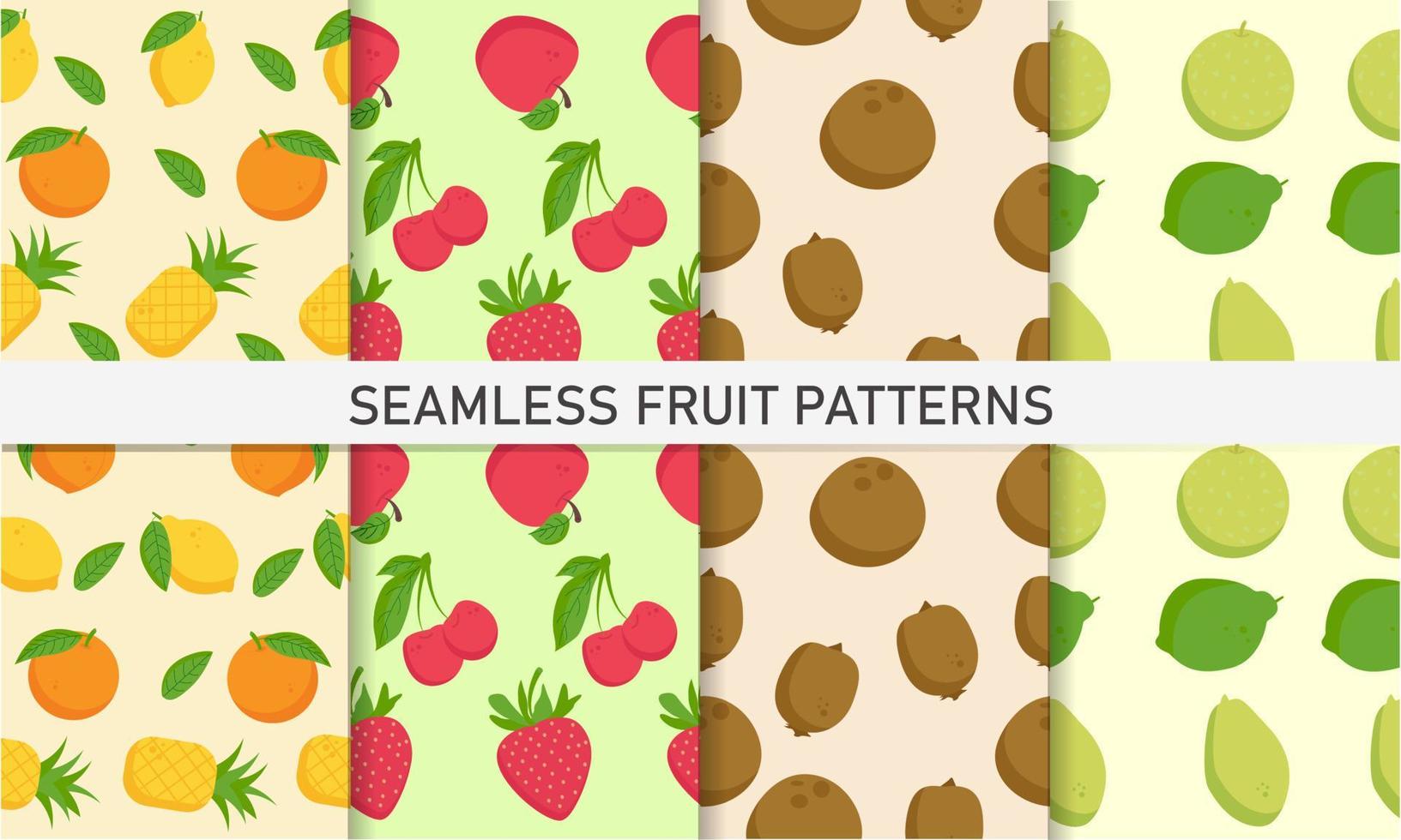 een reeks van naadloos fruit patronen vector