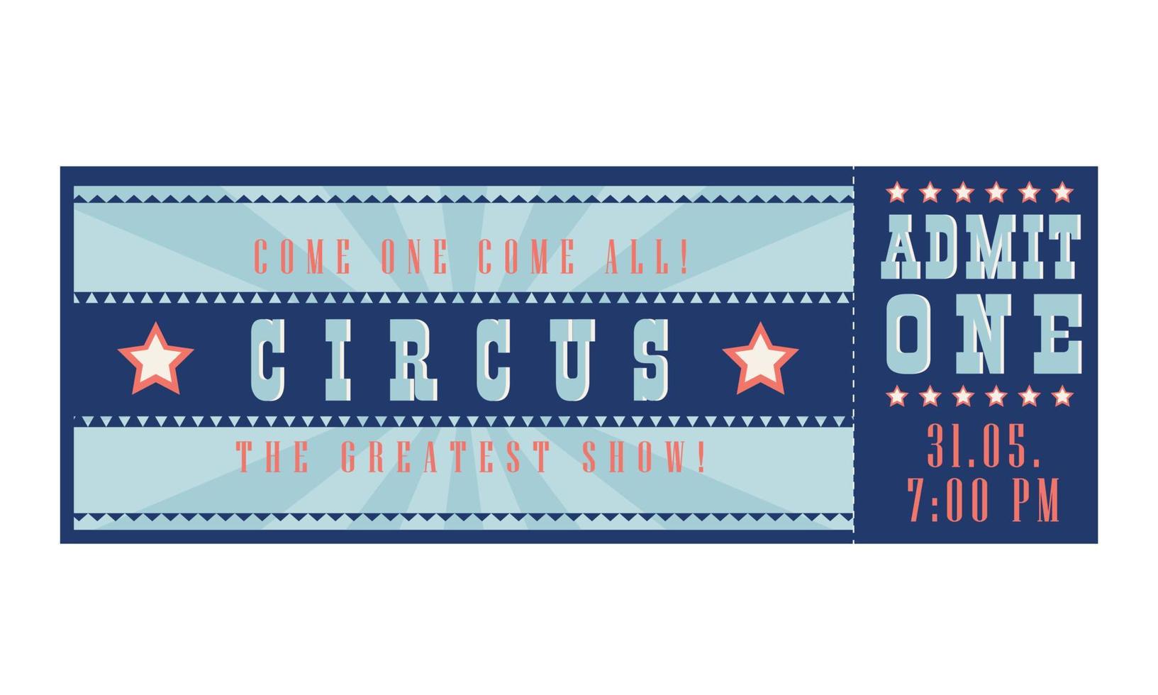 circus ticket in blauw vector