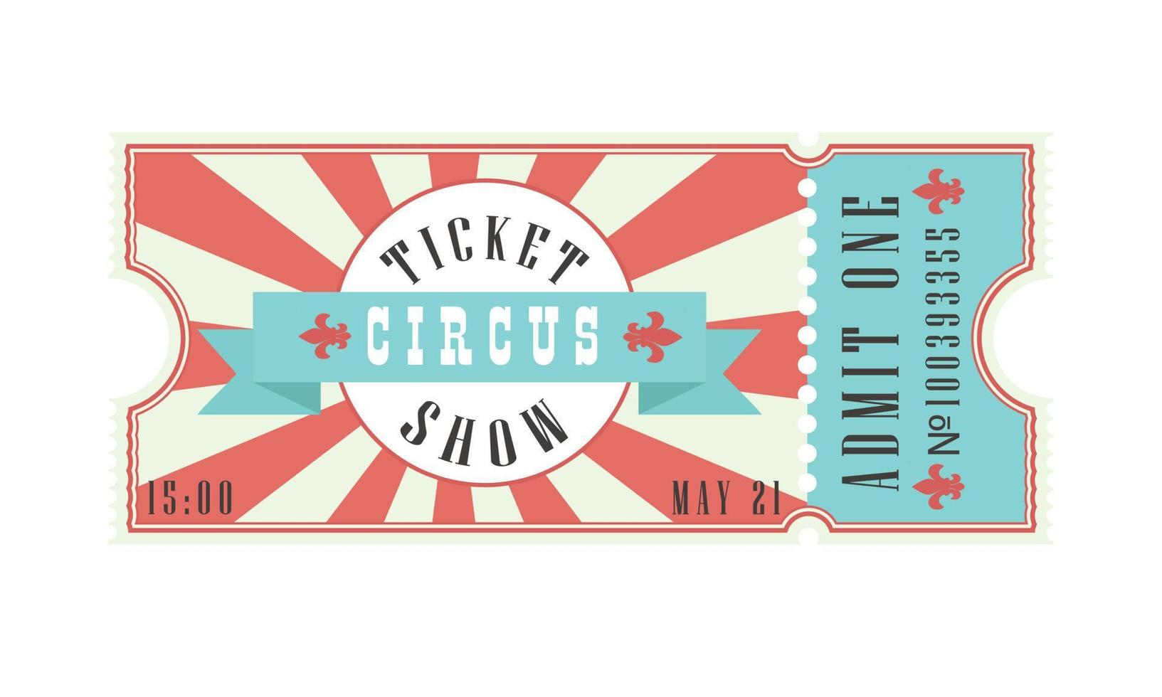 circus ticket in rood en blauw vector