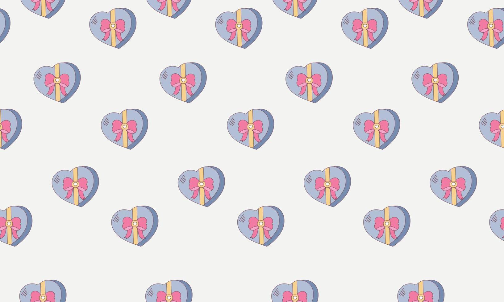 naadloos snoep doos patroon in de vorm van een hart met een boog vector