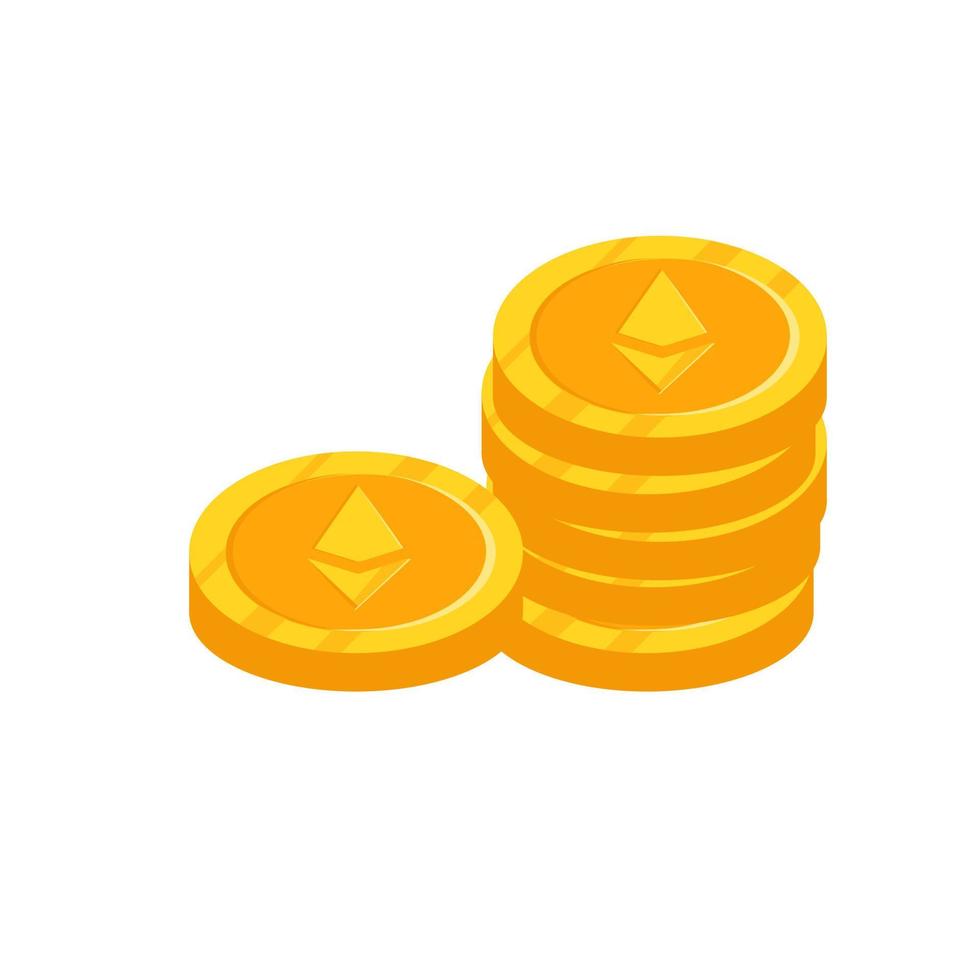 goud ethereum geïsoleerd munt handvol icoon. vector illustratie