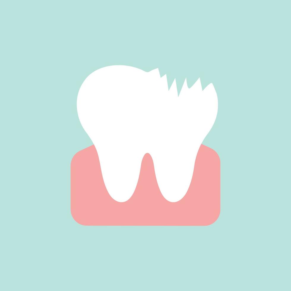 pijnlijk wit tand met een chippen. vector illustratie