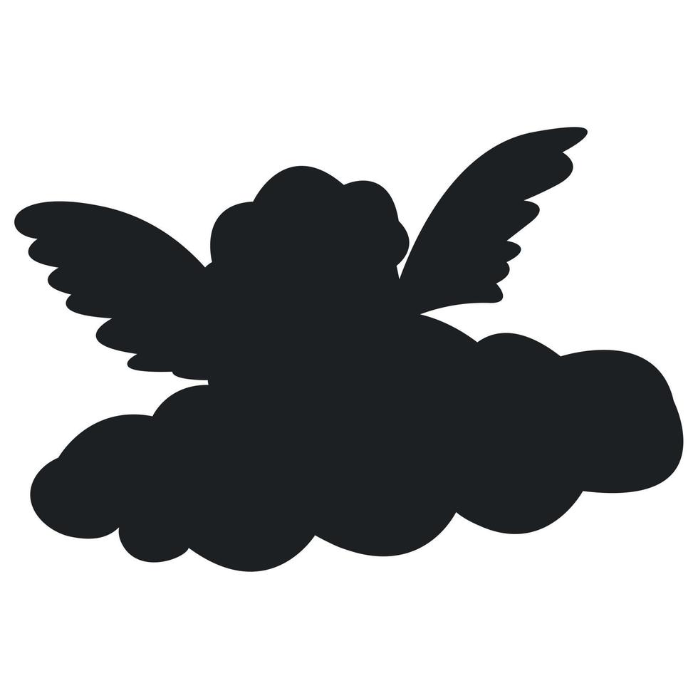 Cupido silhouet Aan een wolk in zwart. vector