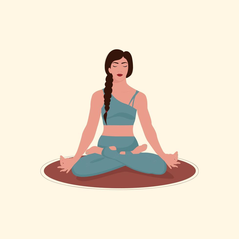 vrouw, yoga meisje. meditatie. vector