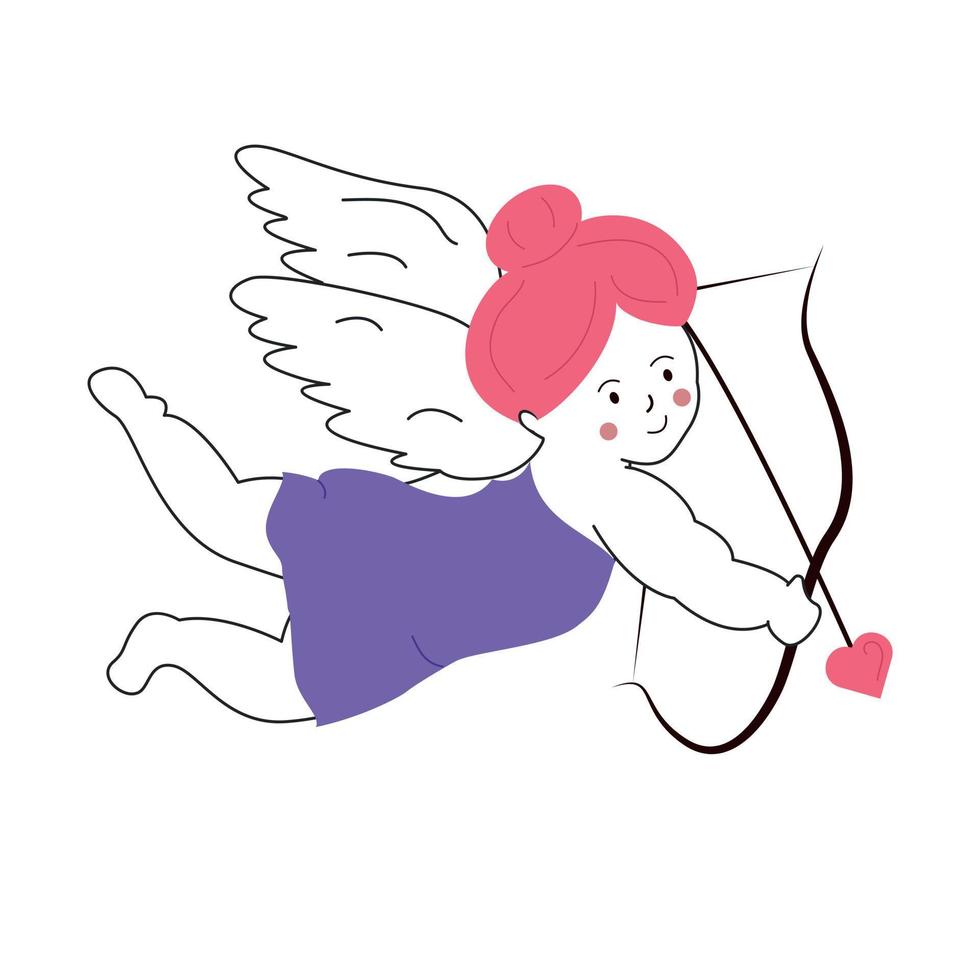 Cupido, de engel meisje met de pijl vector