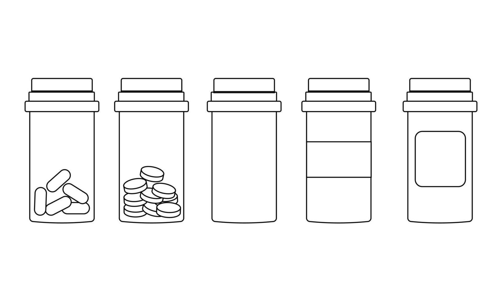 een reeks van medisch hoog flessen met een lijn stijl label. vector
