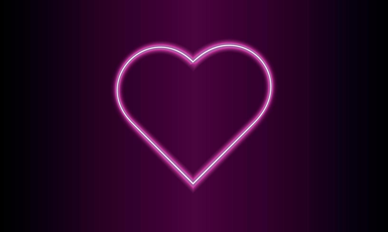 een neon hart Aan een donker achtergrond. Valentijnsdag dag, liefde. vector