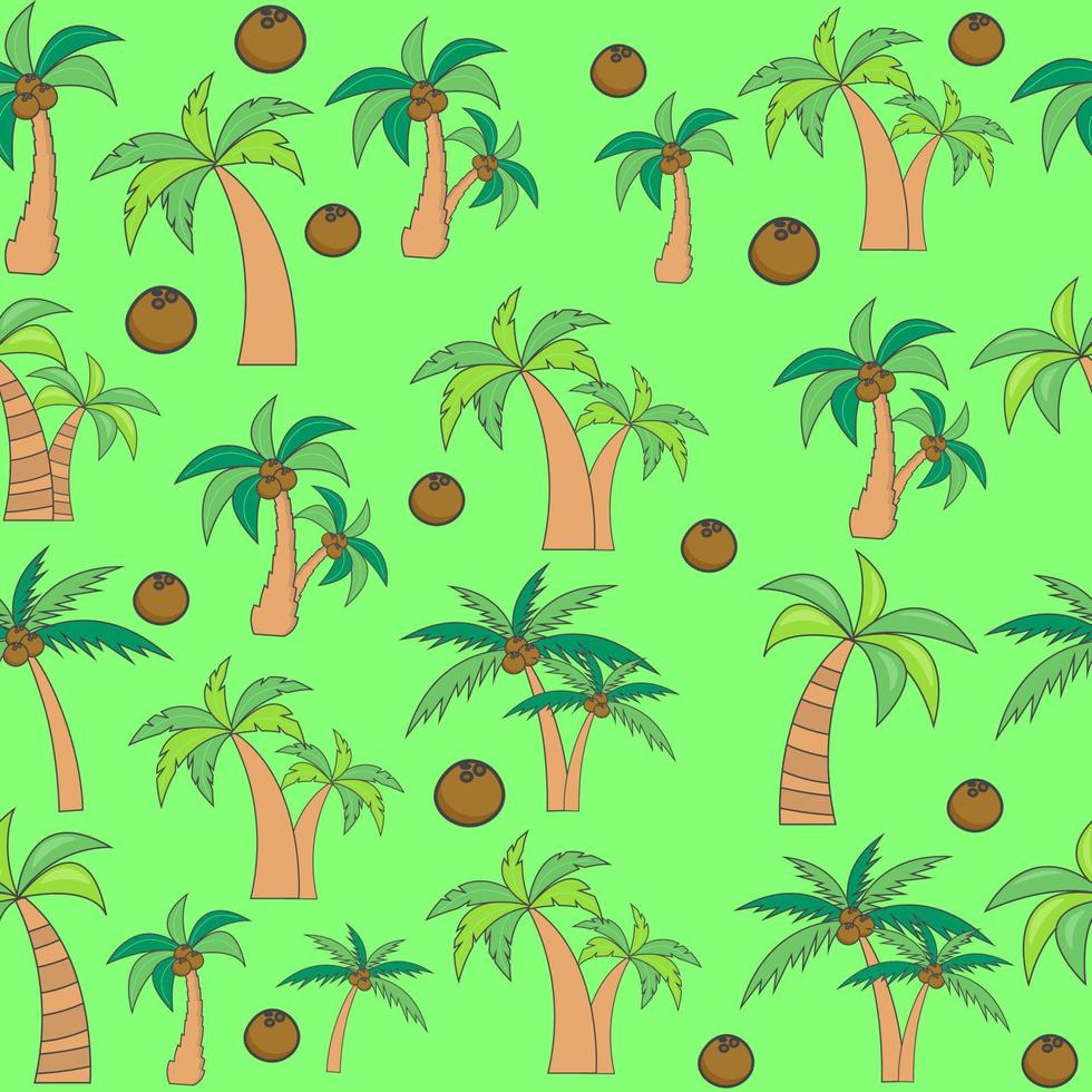 naadloos helder patroon van palm bomen met kokosnoten. vector. vector