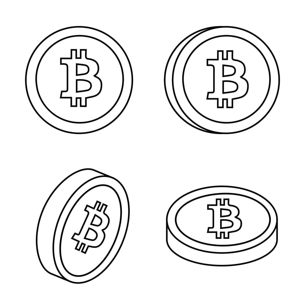 goud bitcoin geïsoleerd munt symbool in lijn stijl. vector illustratie