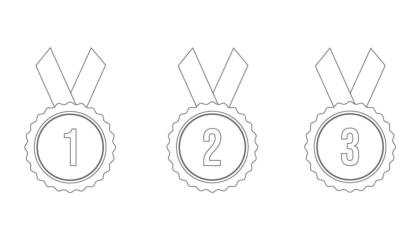 reeks van badges met linten van eerst, seconde, derde plaats winnaars in lijn stijl. vector illustratie