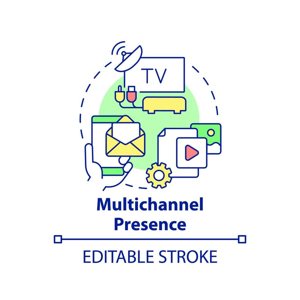 meerkanaals aanwezigheid concept icoon. online platformen. digitaal eerste voordelen abstract idee dun lijn illustratie. geïsoleerd schets tekening. bewerkbare hartinfarct. vector