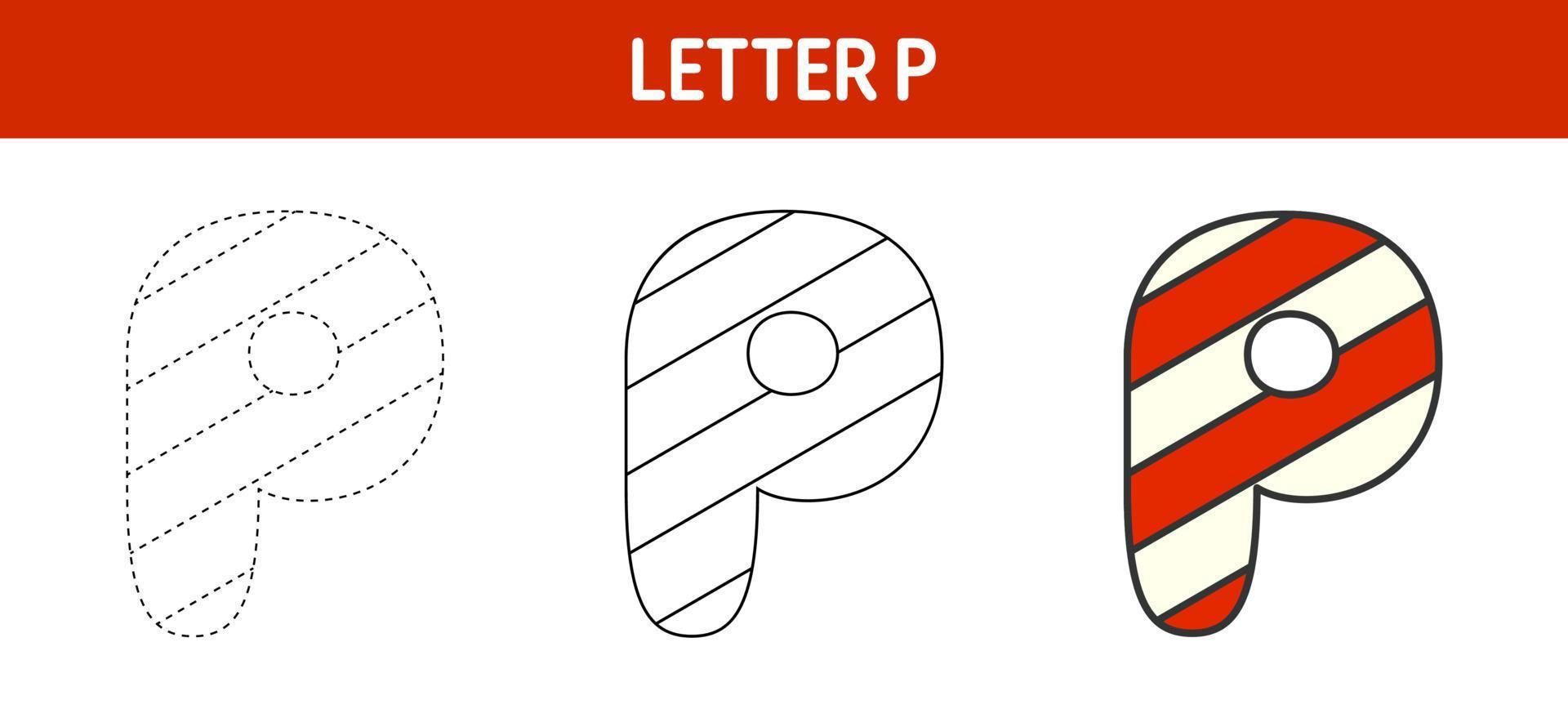 brief p snoep riet, traceren en kleur werkblad voor kinderen vector