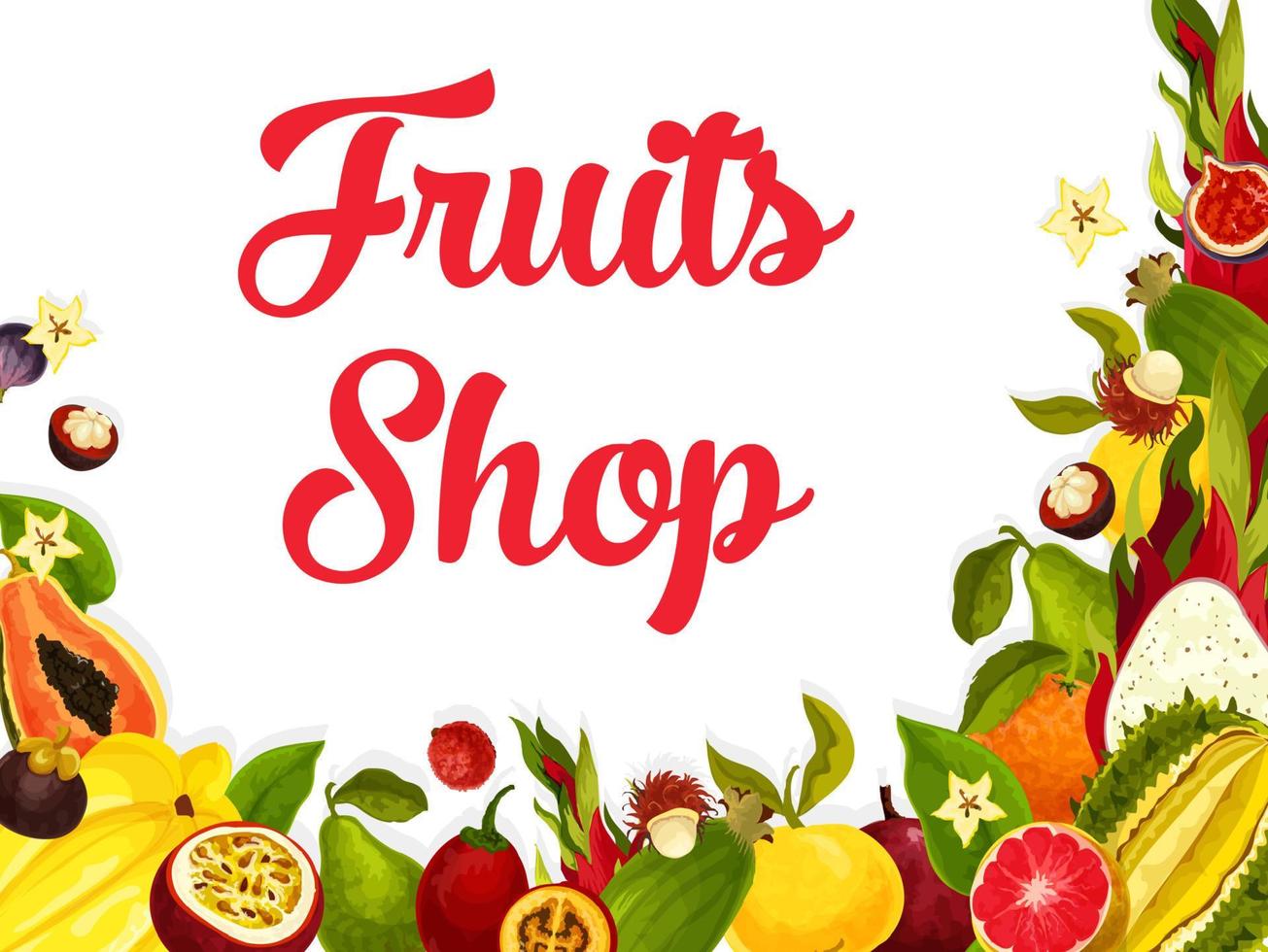 vector fruit winkel poster van tropisch exotisch fruit