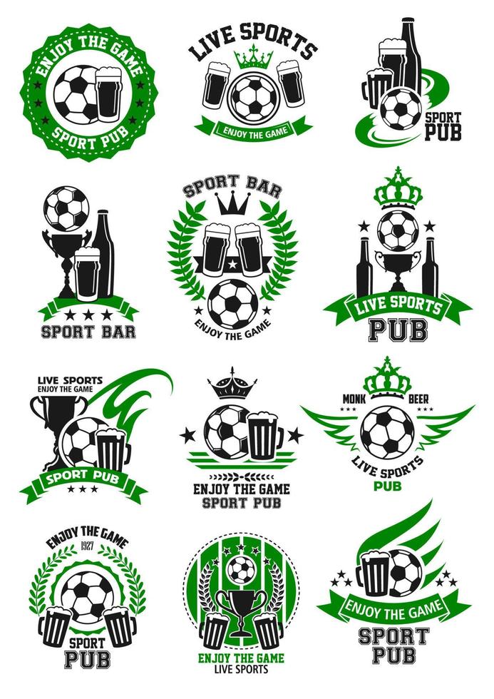 vector voetbal sport bar Amerikaans voetbal kroeg pictogrammen reeks