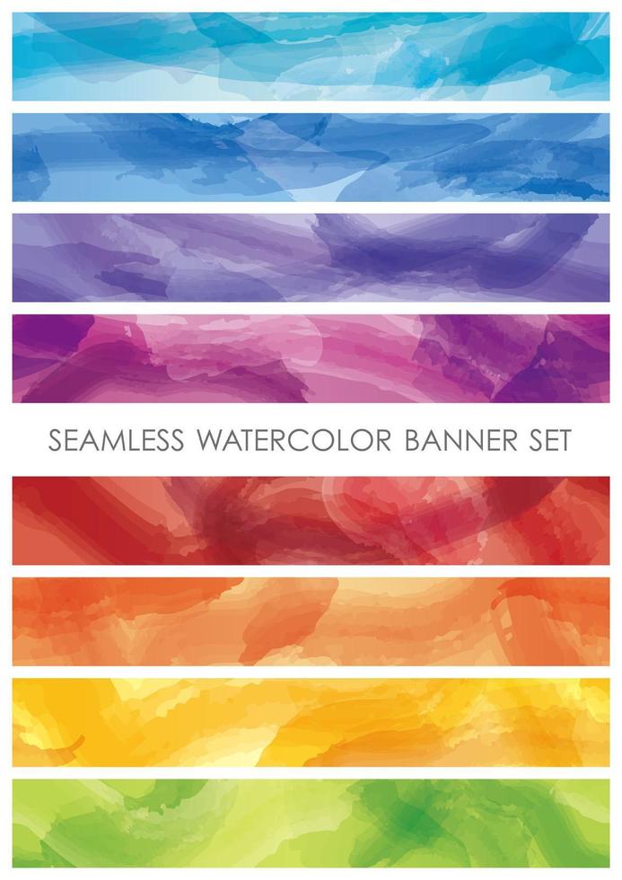 set van aquarel kleurrijke banners horizontaal continu vector