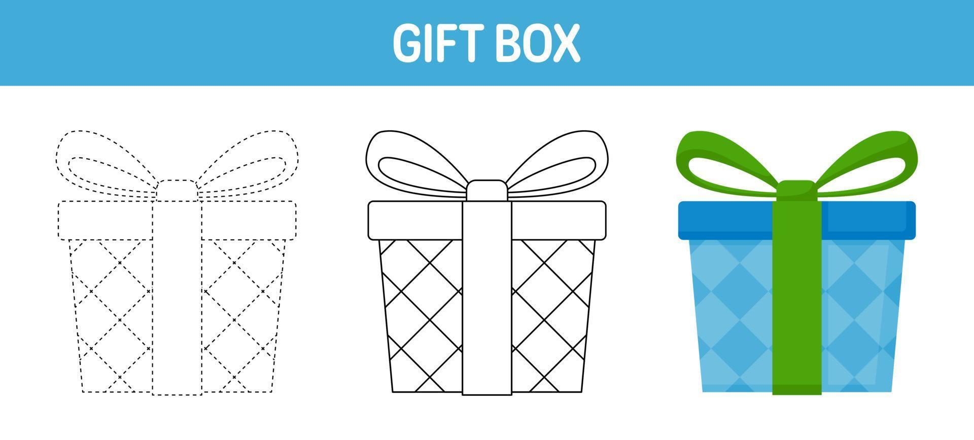 giftbox traceren en kleur werkblad voor kinderen vector