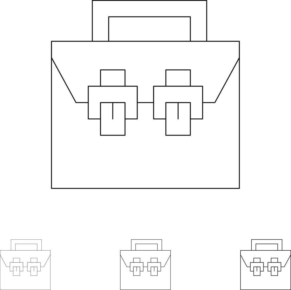 zak doos bouw materiaal toolkit stoutmoedig en dun zwart lijn icoon reeks vector