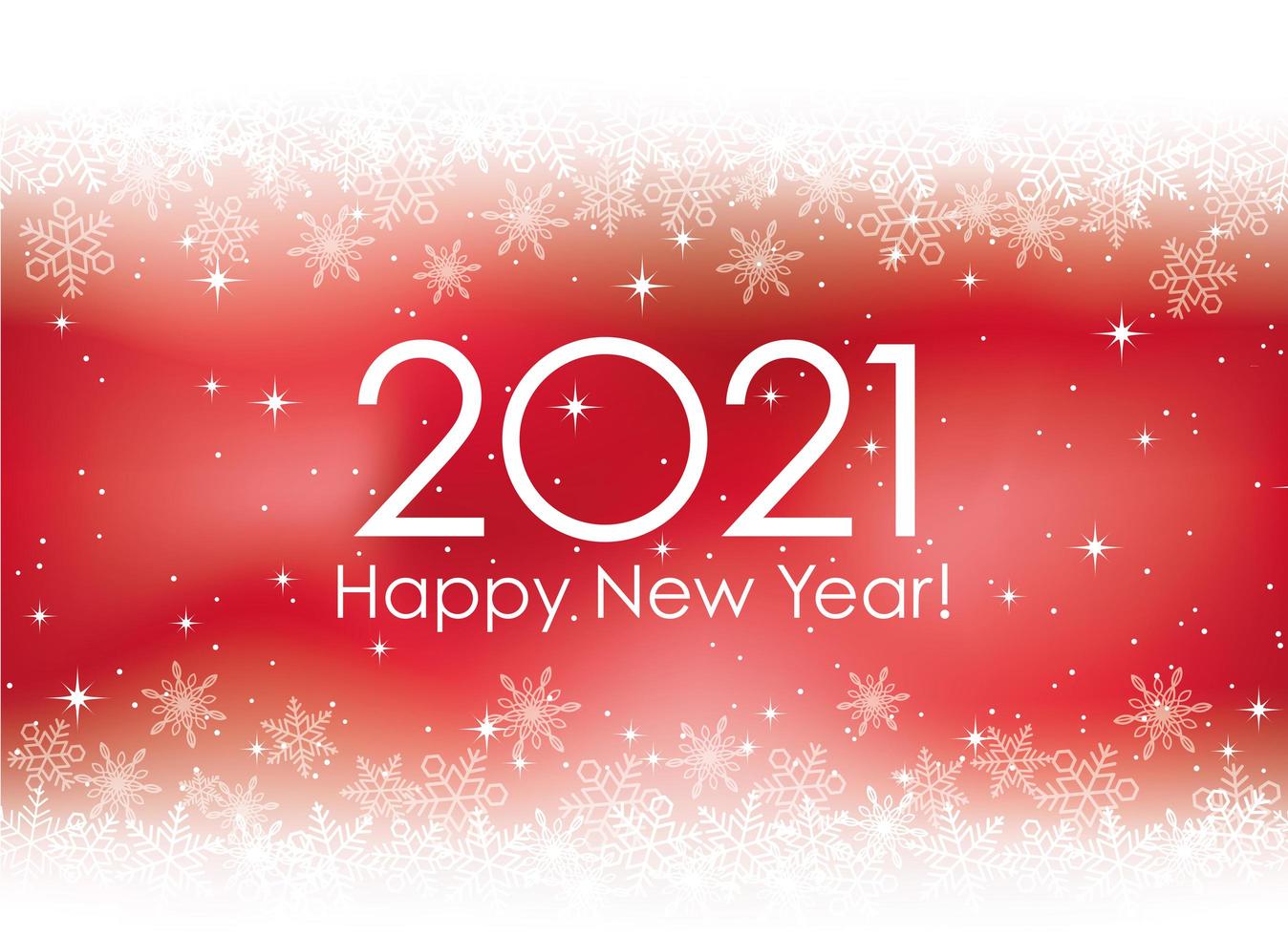 2021 nieuwjaarskaartsjabloon met sneeuwvlokken achtergrond vector