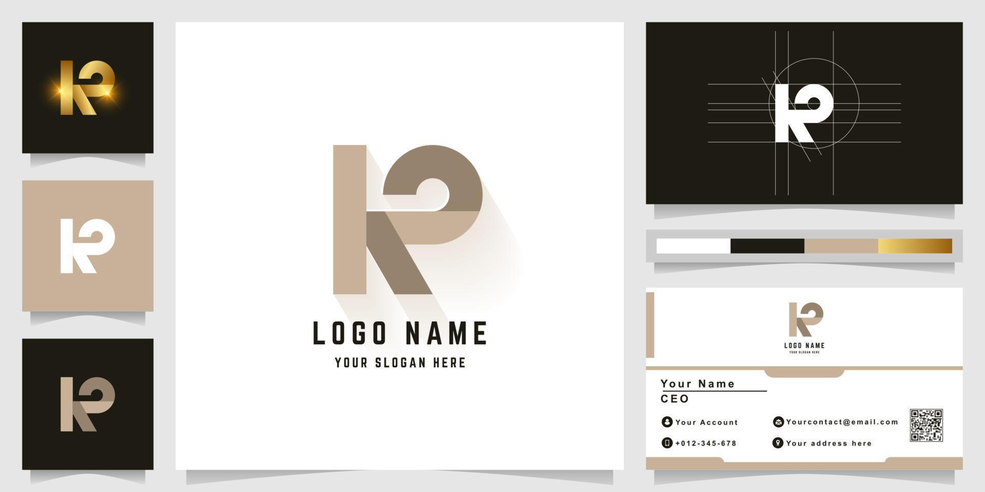 brief ko of kr monogram logo met bedrijf kaart ontwerp vector