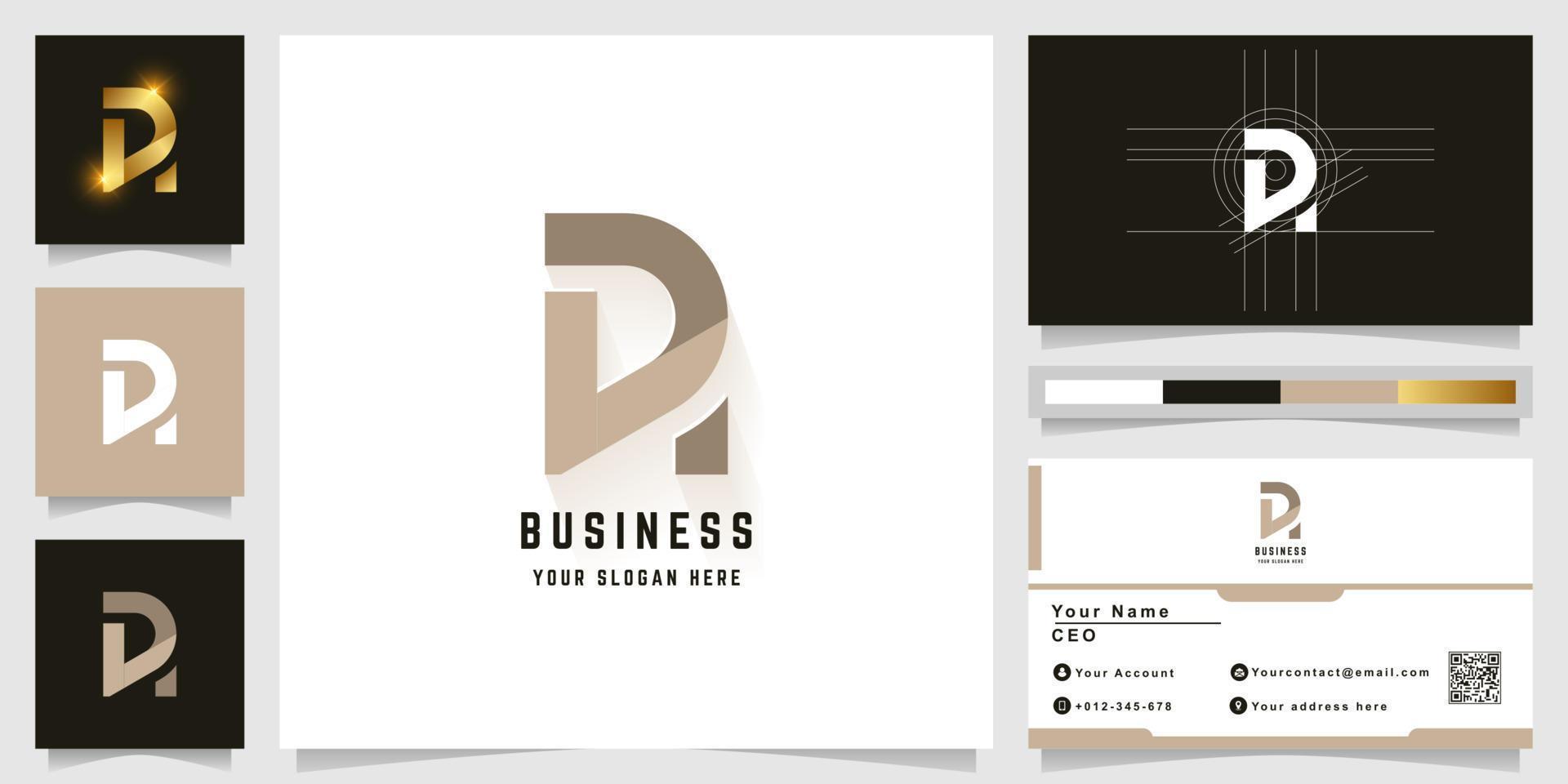 brief dn of di monogram logo met bedrijf kaart ontwerp vector