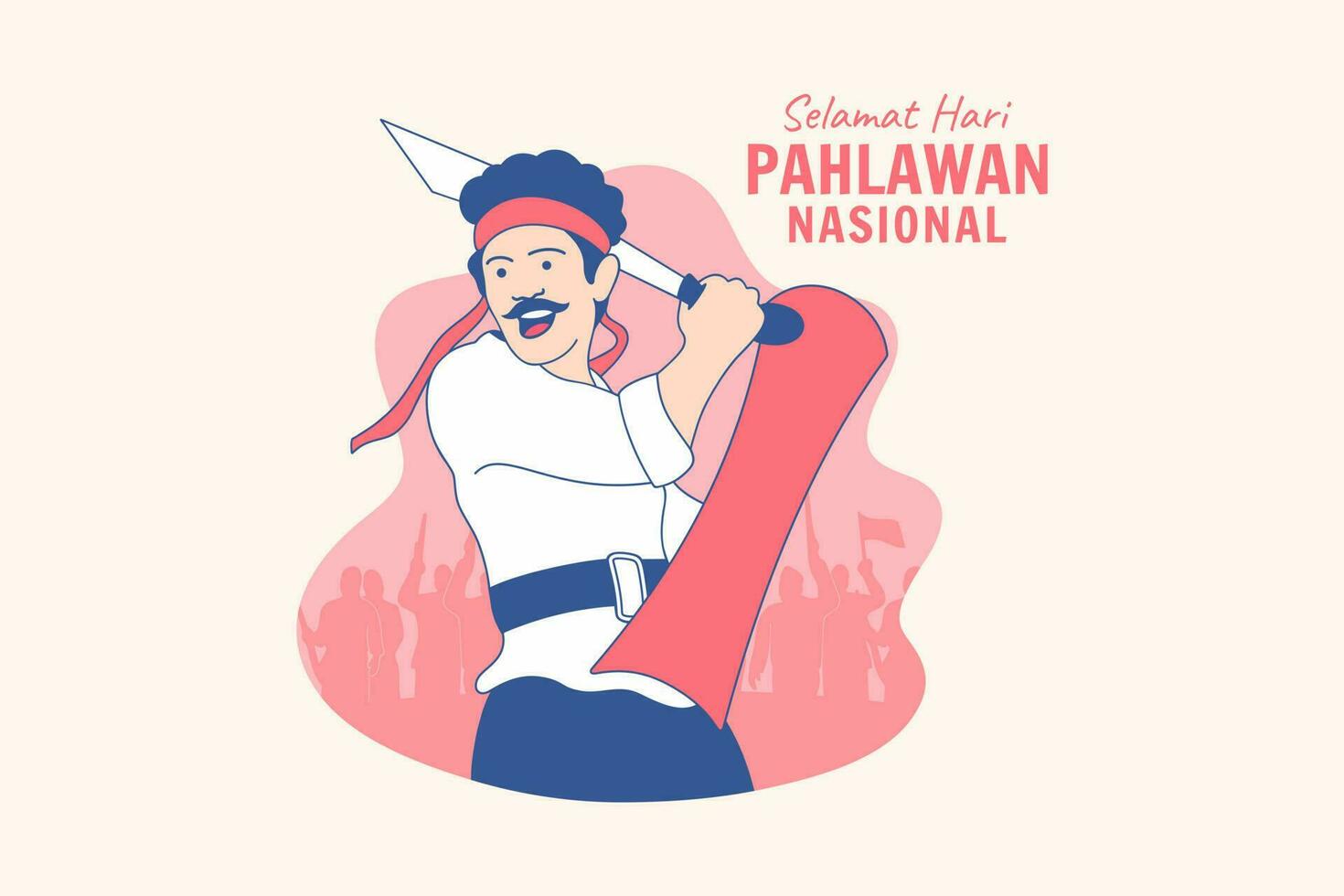 illustraties Indonesisch heroes voor Indonesisch nationaal heroes dag hari pahlawan ontwerp concept vector