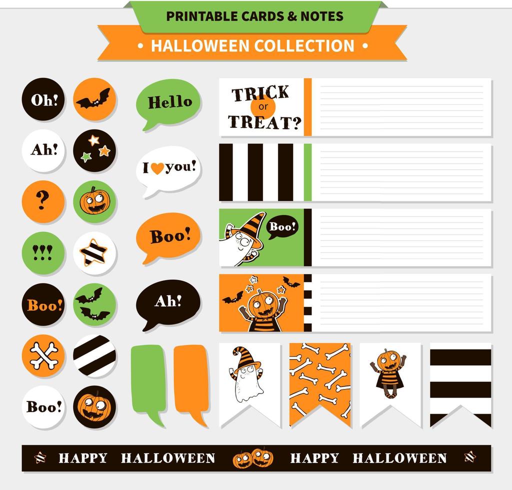 halloween vector afdrukbare set.