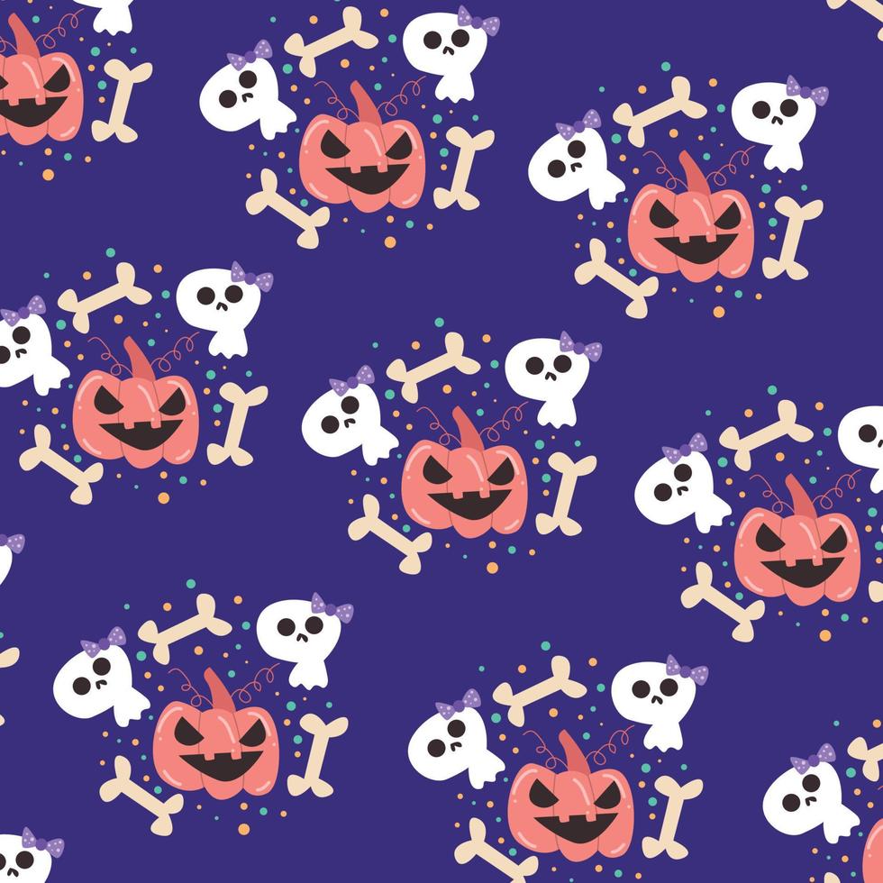 halloween vakantie reeks van themed decoratief elementen voor ontwerp. realistisch vector voorwerp in tekenfilm stijl. pompoen, bot en wit geest. vector illustratie