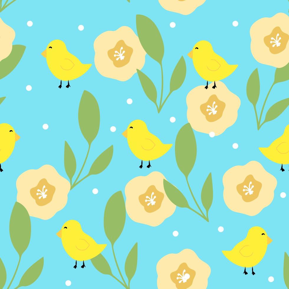 naadloos patroon met hand- getrokken vogels, bloemen en abstract elementen, lente clipart,botanisch illustratie voor omhulsel en textiel,minimalistisch afdrukken, samenvatting bloemen motief vector