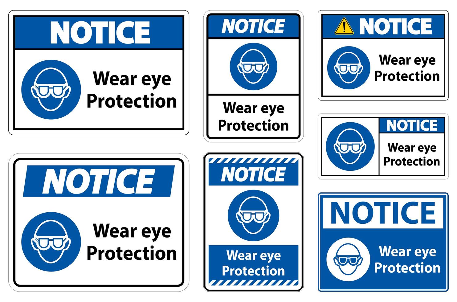 Draag een waarschuwingsset voor oogbescherming vector