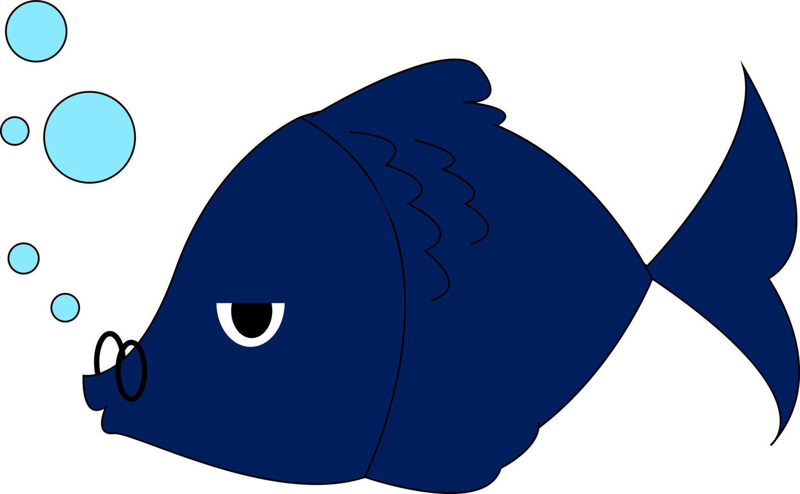 blauw vis met bril, illustratie, vector Aan wit achtergrond.