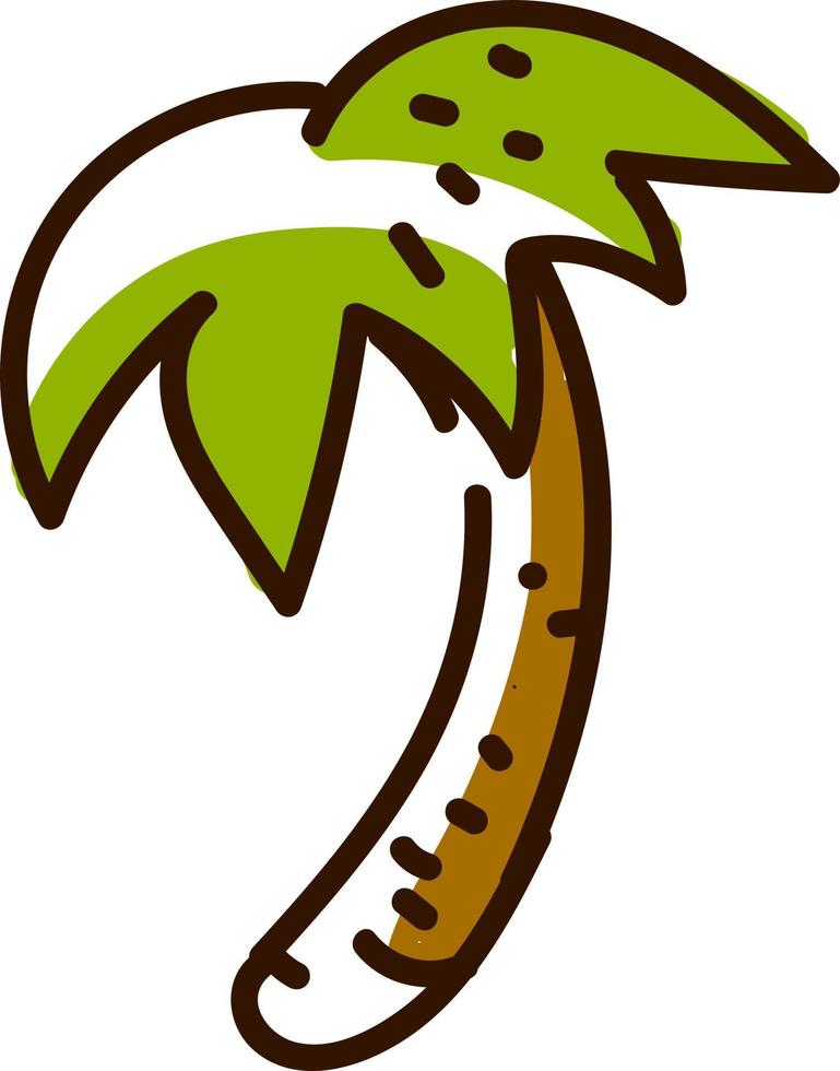 vlak palm boom, illustratie, vector Aan wit achtergrond.