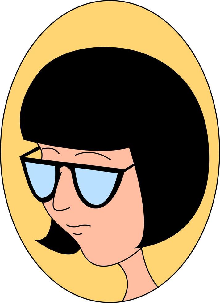 meisje met kort zwart haar, illustratie, vector Aan wit achtergrond.