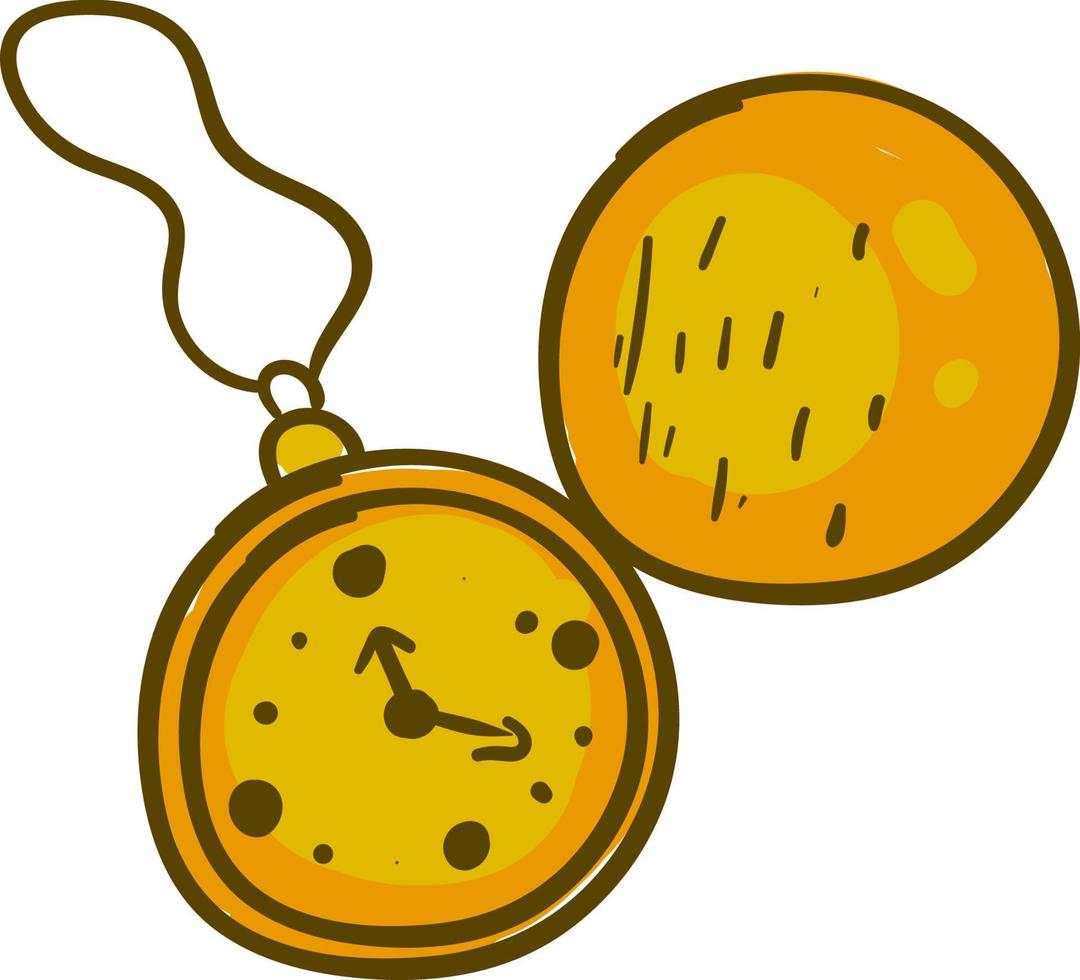goud keten horloge, illustratie, vector Aan wit achtergrond.