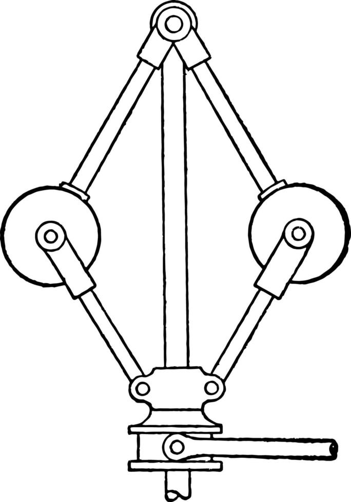 gouverneur met de ballen verbonden naar de baseren voor stoom- motor wijnoogst illustratie. vector
