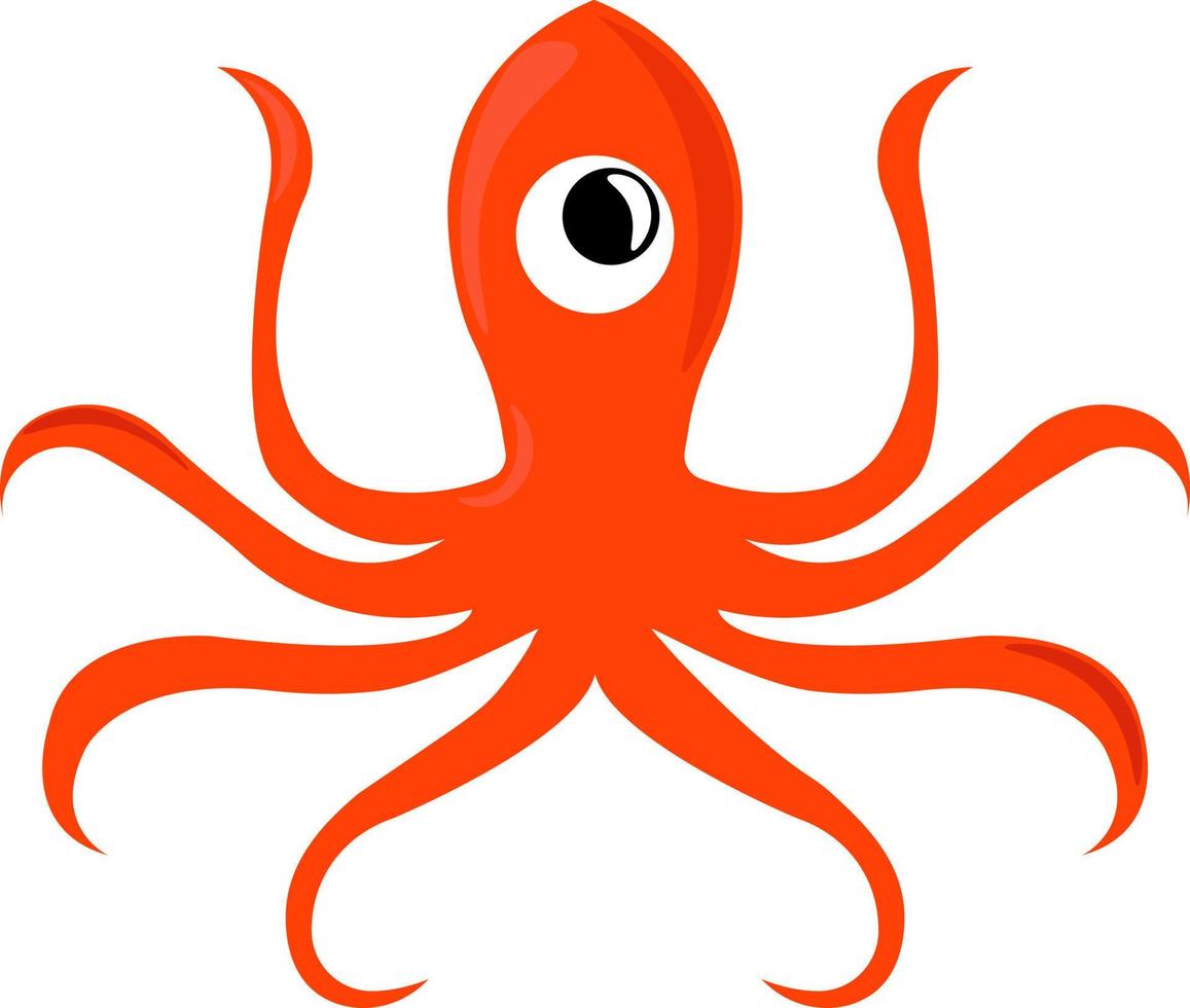 rood Octopus, illustratie, vector Aan wit achtergrond.