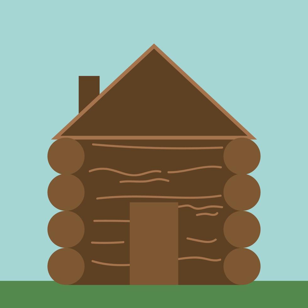 houten hut, illustratie, vector Aan wit achtergrond.