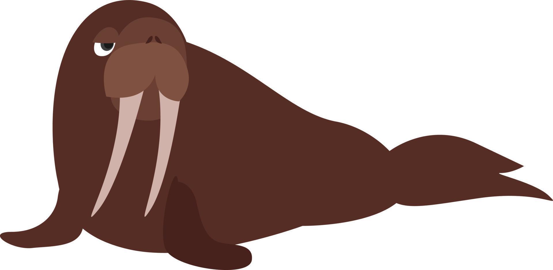 groot bruin walrus, illustratie, vector Aan wit achtergrond