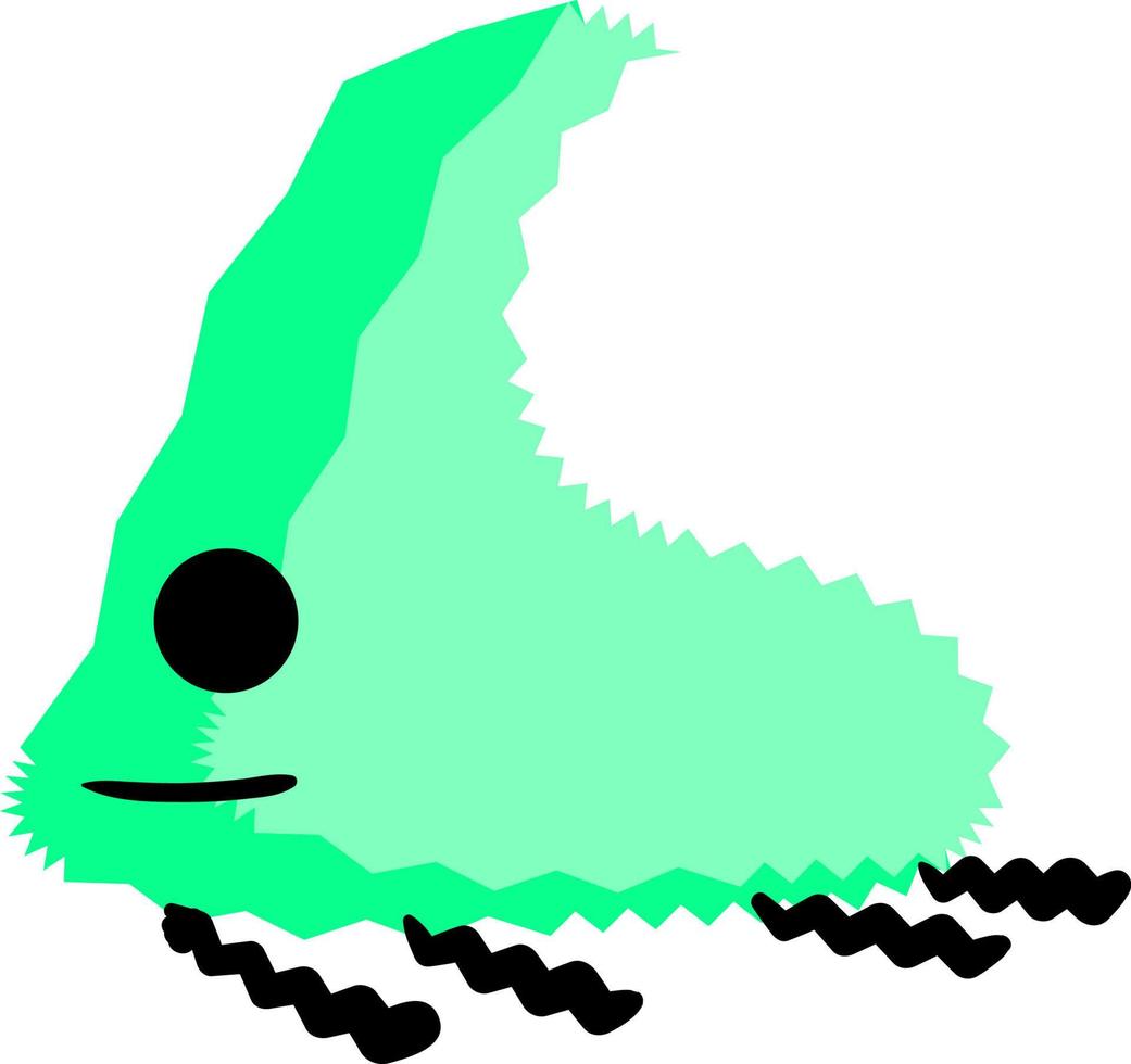 groen korrelig monster, illustratie, vector Aan wit achtergrond.