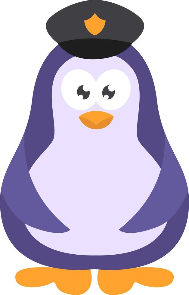 politieagent pinguïn, icoon illustratie, vector Aan wit achtergrond