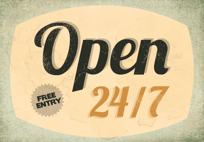 Open 24/7 restaurant teken vector