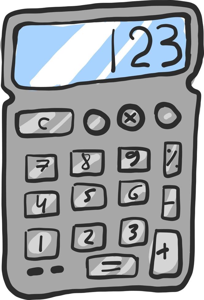grijs rekenmachine, illustratie, vector Aan wit achtergrond