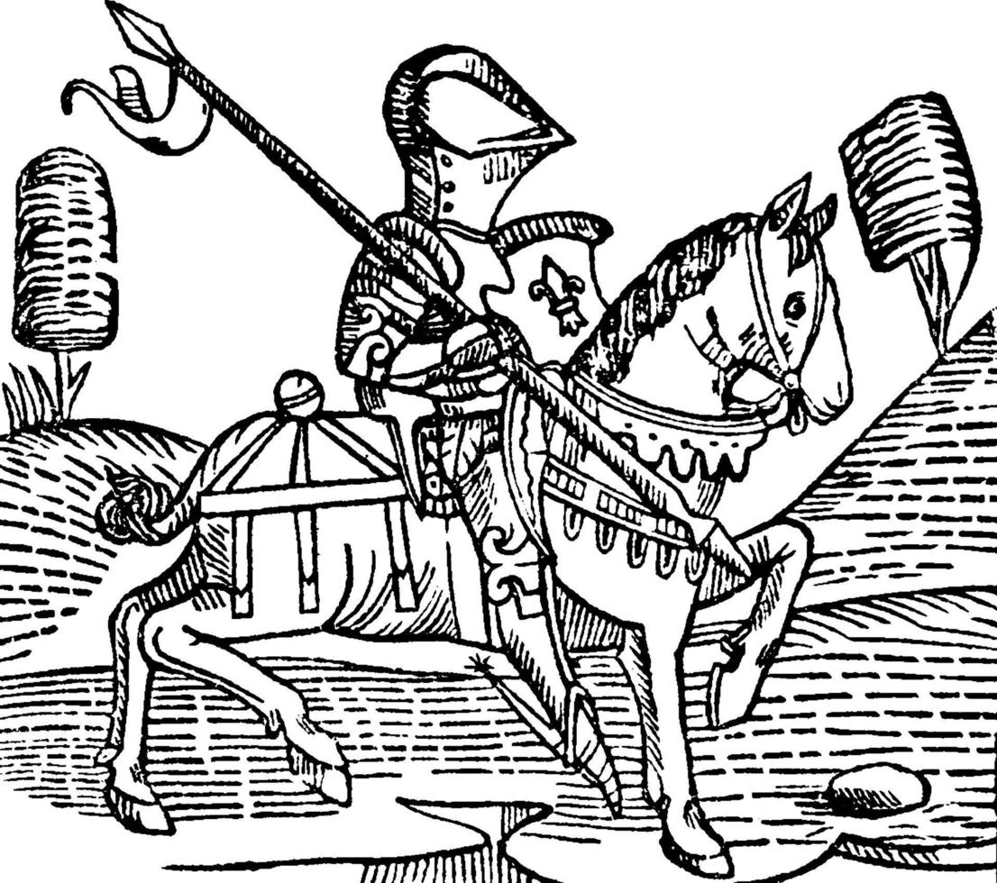 hout gravure is een verminderd kopiëren van de ridder, wijnoogst gravure. vector