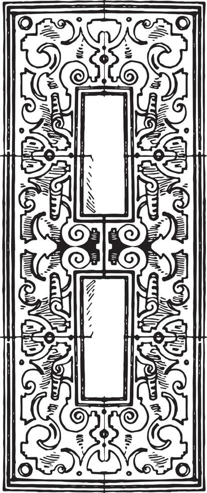 modern bouwkundig kader was gemaakt in de stijl van de Duitse Renaissance, wijnoogst gravure. vector