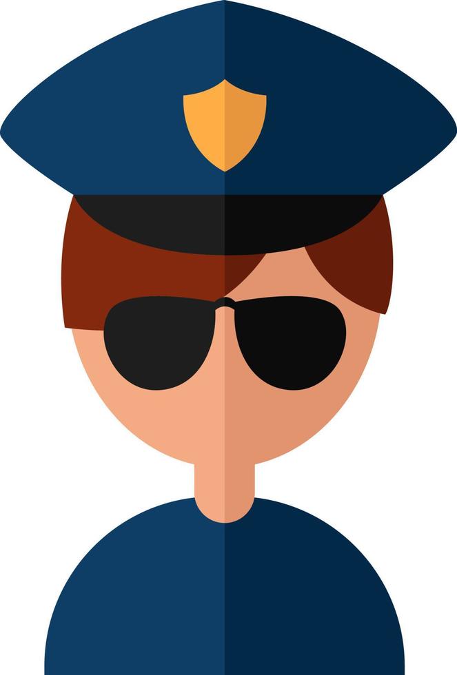 Politie officier, illustratie, vector Aan wit achtergrond.