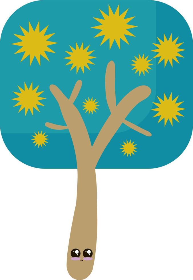 mooi blauw boom, illustratie, vector Aan wit achtergrond.