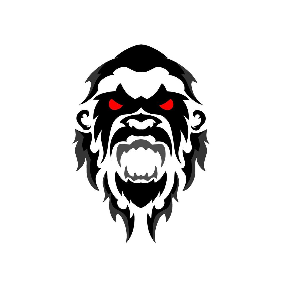 illustratie vector grafisch van tribal kunst gezicht gorilla zwart kleur